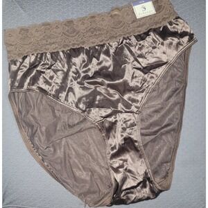 Vintage Solange Satin Lace Waist High Rise Brief Panties Size 14/16 NEW